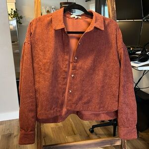 Madewell corduroy burnt oranges cropped button up